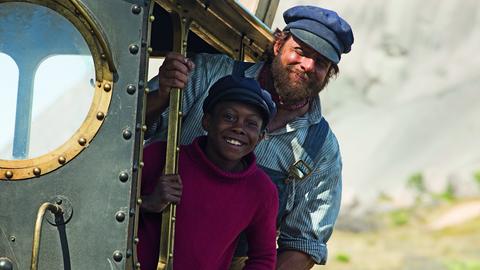 Jim Knopf und Lukas auf der Lokomotive "Emma"