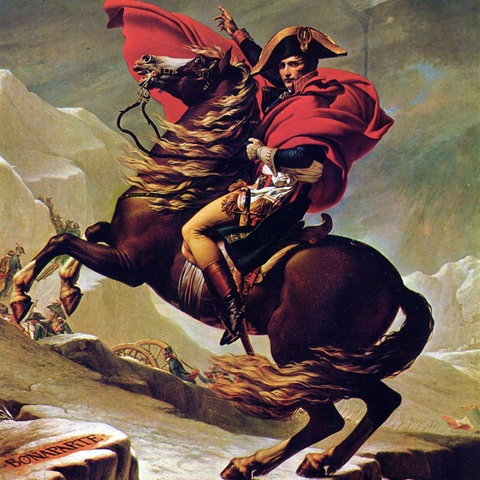 Gemälde von Napoleon Bonaparte auf einem Pferd