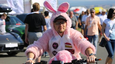 Markus Christ im Kostüm auf dem Bike (Calden 2019)